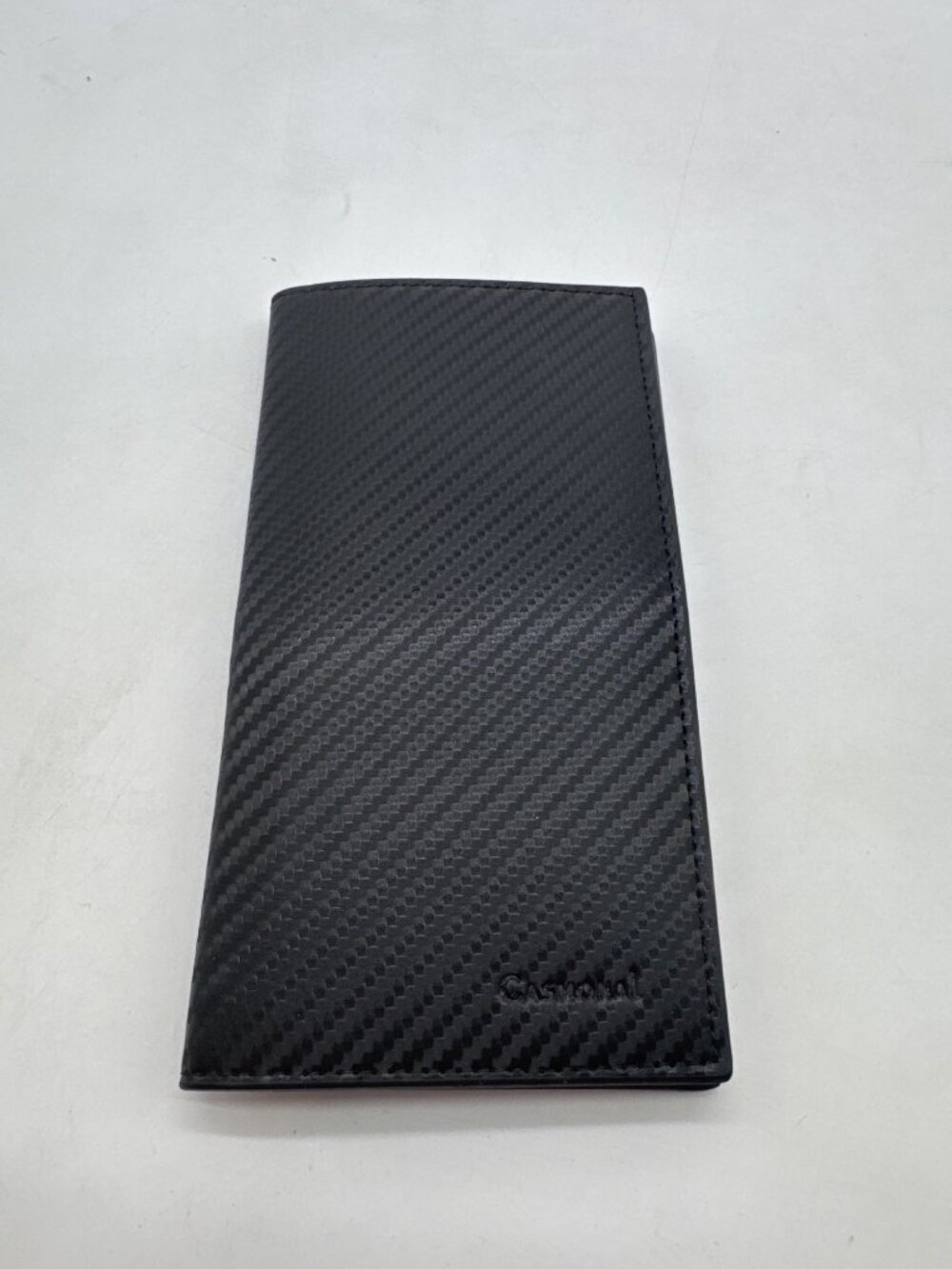 Casmonal Premium RFID Blocking Travel Wallet Passport Holder In Carbon Fiber Bla